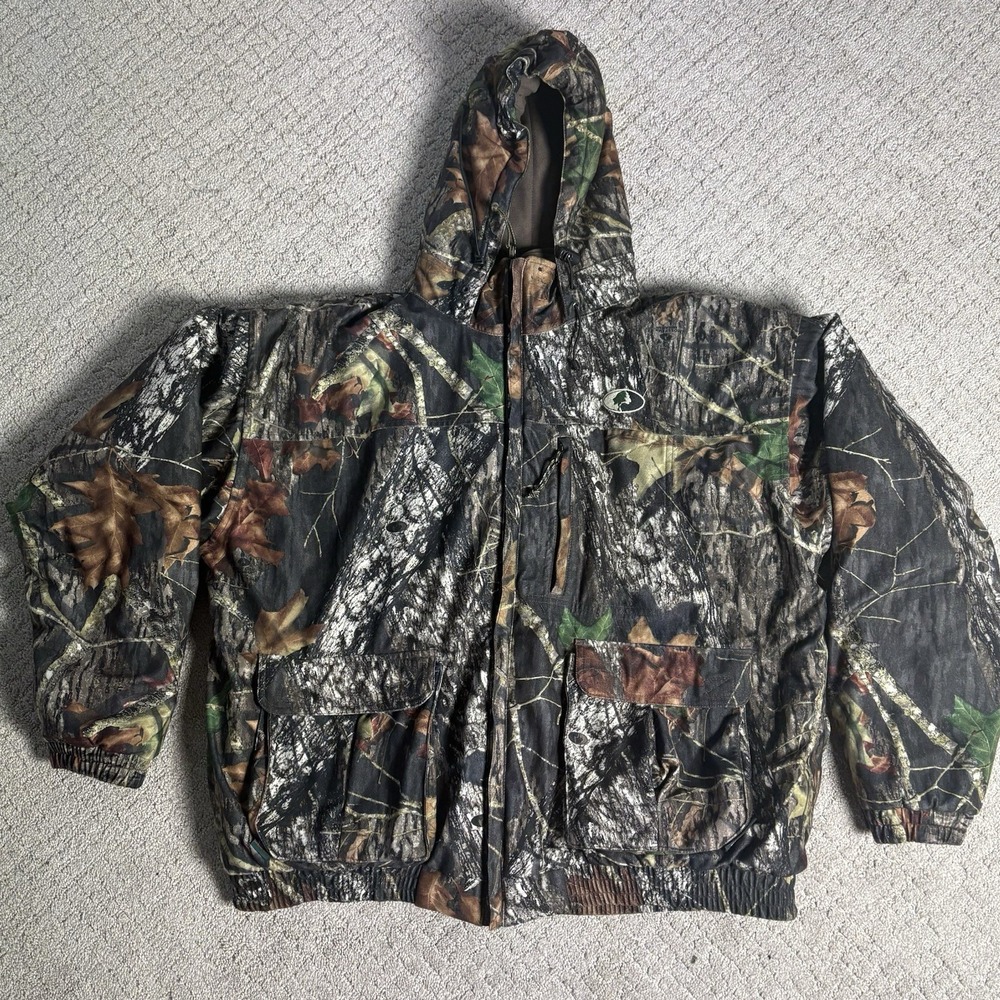 VTG Mossy Oak Drystalker Hooded Jacket Mens Size 2XL Insulated Camo Hunting